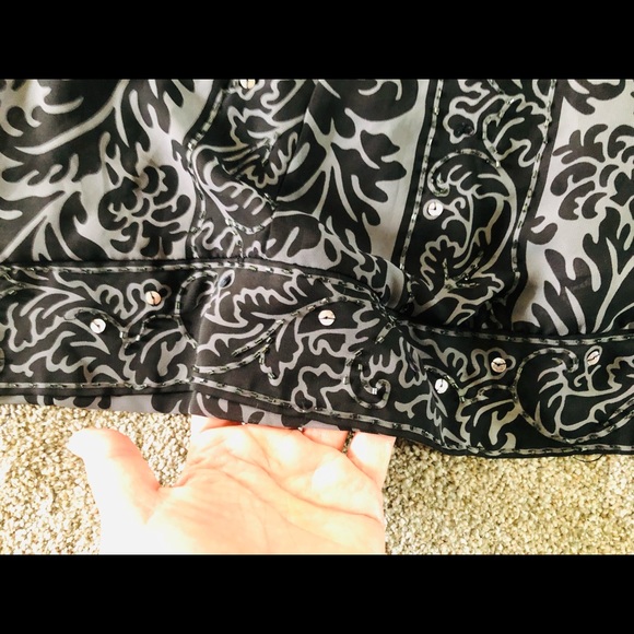 Nicole Miller Beaded Relaxed Blouse Top Size 14 Chiffon Summer Shoulders Off - Picture 2 of 14